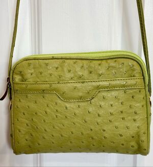 PRIVATE COLLECTION  - Vintage Ostrich Leather Shoulder Bag in Chartreuse